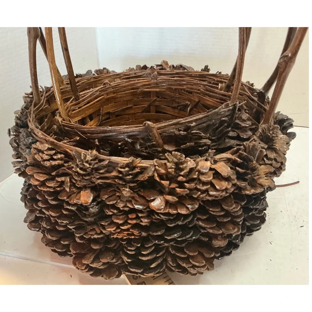 Pinecone Nesting Baskets Set Rustic Woodland Cabin Decor Small Med